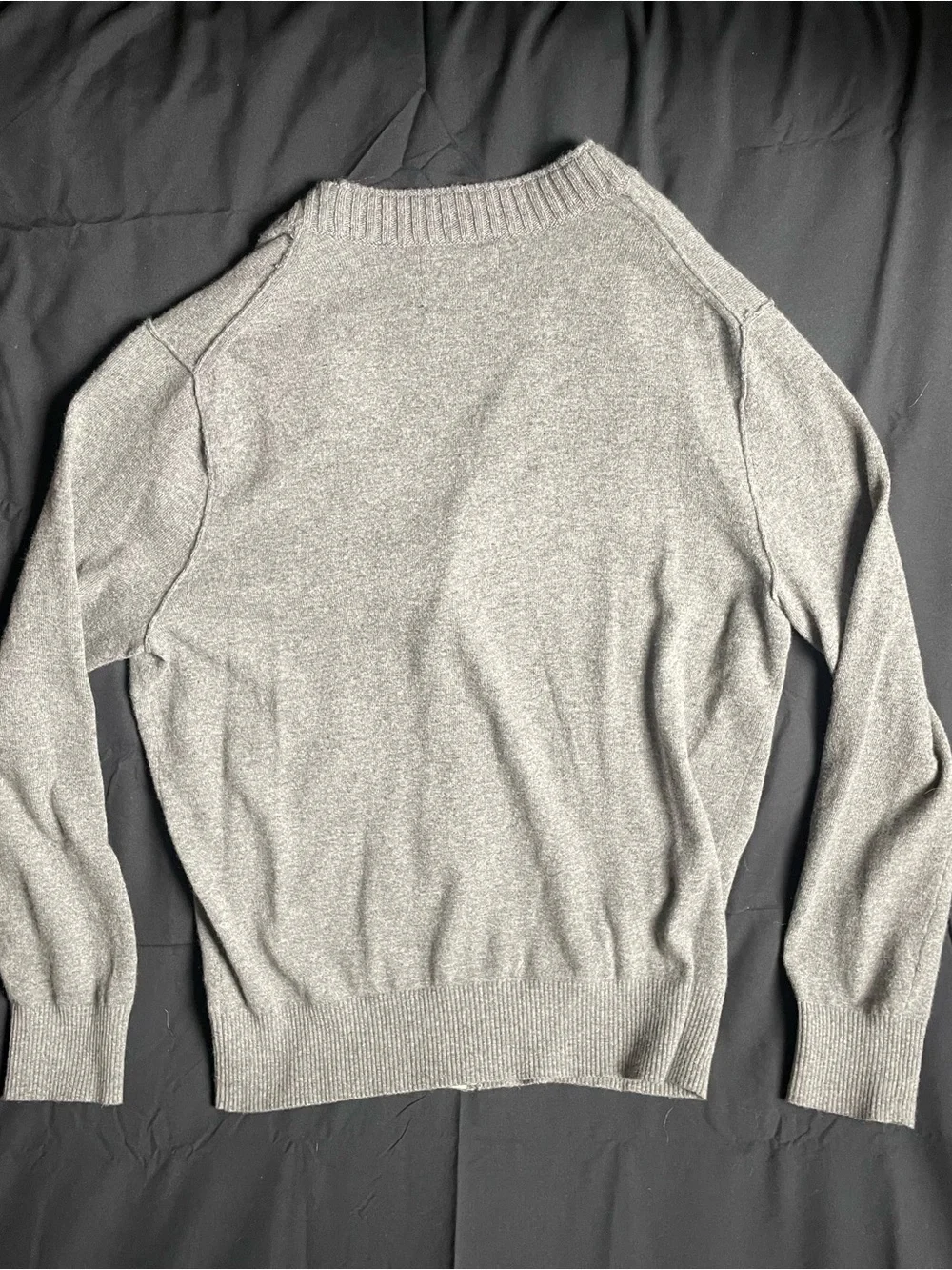 Banana Republic Italian Wool Men's Heather Gray V-Neck Button Cardigan